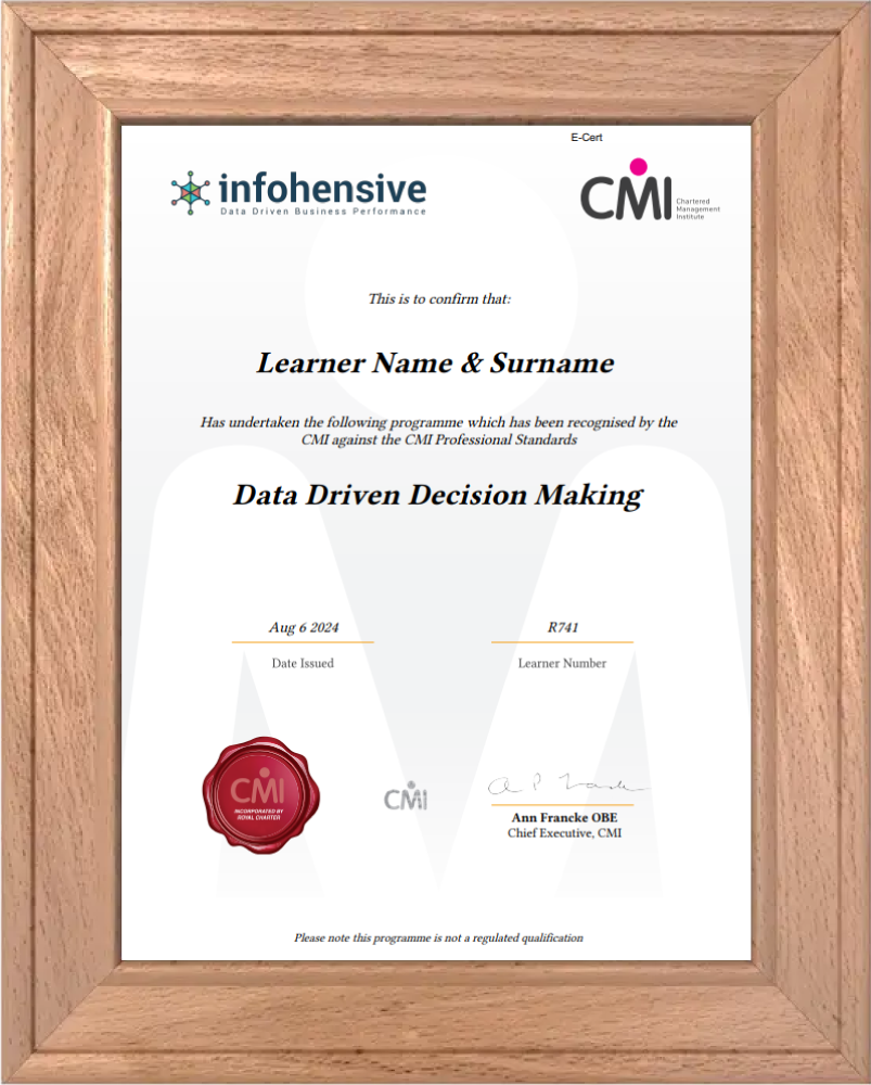 Data Driven Training certificate